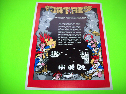 Gremlin FORTRESS Original 1979 Retro Video Arcade Game Promo Sales Flyer Adv.