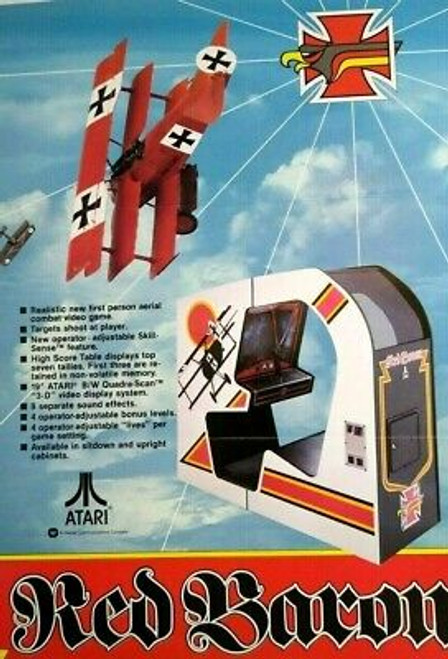 Red Baron Arcade FLYER Original 1981 Retro Game Video Paper Artwork Air Planes