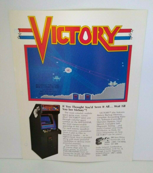 Exidy Victory Arcade FLYER Original 1982 Retro Classic Video Game Artwork Sheet
