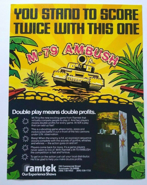 Ramtek M-79 Ambush Arcade FLYER Original Video Game 1977 Retro Paper Combat Art
