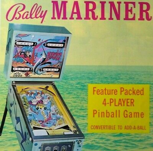 Mariner Pinball Flyer Bally Original 1971 Game Artwork Deep Sea Diving Retro