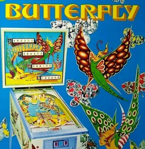 Butterfly Pinball Flyer Sonic Original 1977 Art Sheet Promo Sheet Retro Fantasy