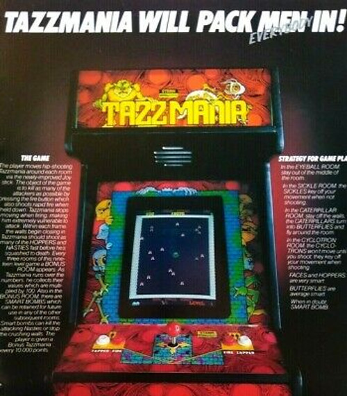 Stern Tazzmania Arcade FLYER Original Retro Video Game Art Print 1982 Taz Devil