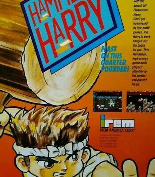 Irem Hammerin Harry Arcade FLYER Original 1990 Video Game Art Print Sheet Retro