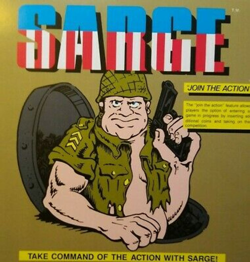 Midway Sarge Arcade FLYER Original 1985 Video Game Retro Army World War 2 Combat