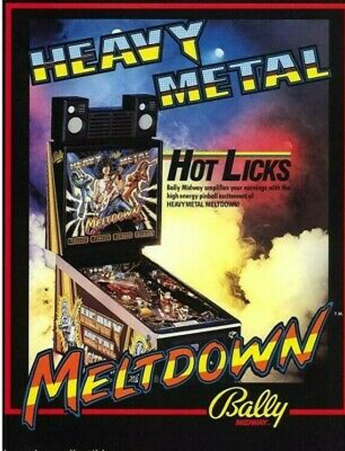 Heavy Metal Meltdown Pinball FLYER Original NOS Bally 1987 Rock Music Promo Art