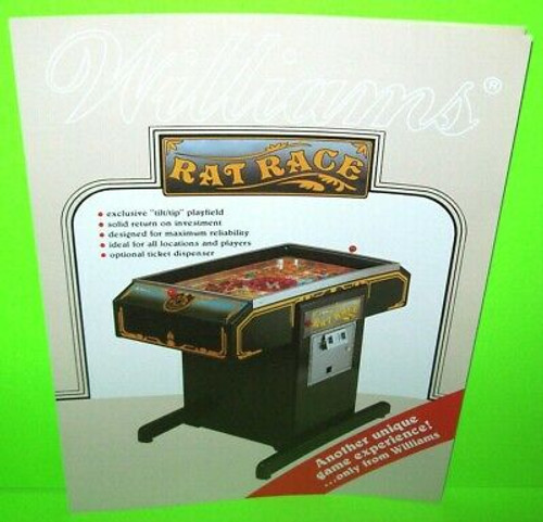 Rat Race Pinball FLYER Williams Original NOS Tilt Top Game Foldout Artwork Sheet