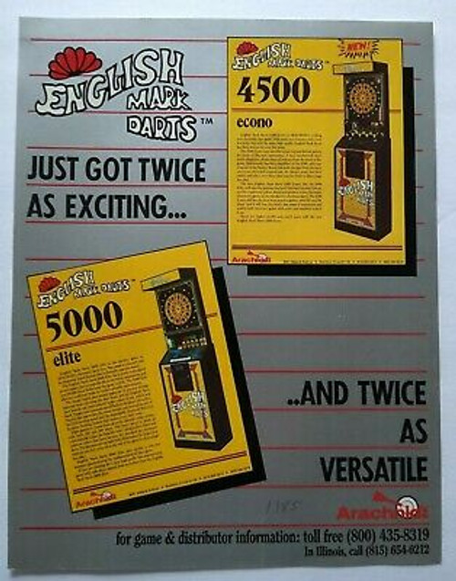 Arachnid English Mark Darts Arcade FLYER Original Promo Paper Artwork Game Sheet