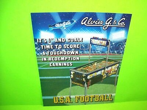 Alvin G. & Co. USA FOOTBALL 1992 Original Face To Face Pinball Machine Flyer