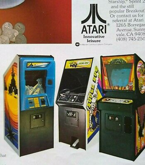 Atari Arcade Video Game Magazine AD 1977 Retro Destroyer Super Bug Canyon Bomber