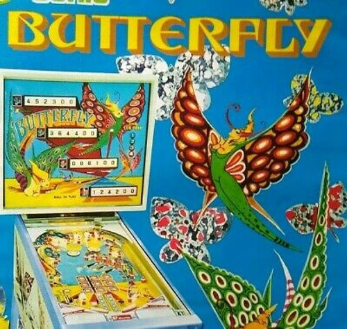 Butterfly Pinball Machine Magazine AD Retro Game Artwork 1977 Vintage Sonic