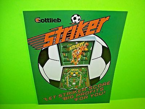 Gottlieb STRIKER Original Flipper Arcade Game Pinball Machine Promo Flyer 1982