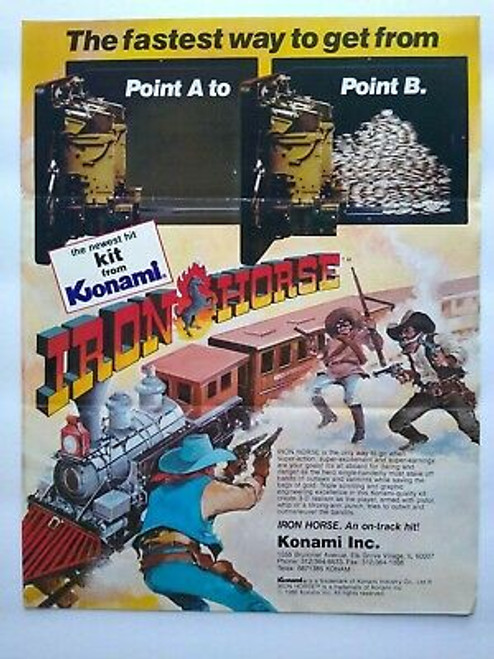 Konami Iron Horse Arcade FLYER Original Video Game Artwork Sheet Wild West 1986