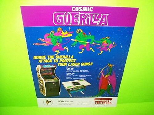 Universal COSMIC GUERILLA 1979 Video Arcade Game Double Sided Ad From Trade Mag