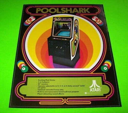 Pool Shark Arcade FLYER Original Atari Video Game 1977 Promo Art Sheet Billiards