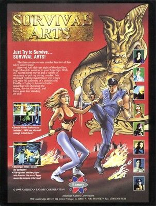 Survival Arts Arcade FLYER Original NOS 1993 SAMMY Video Game Martial Arts Theme