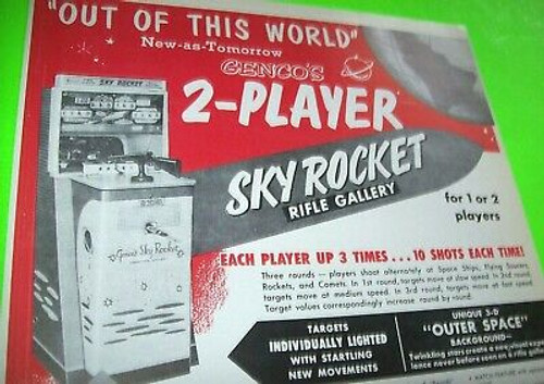 Sky Rocket Genco Arcade Game FLYER Original NOS 1955 Artwork Promo