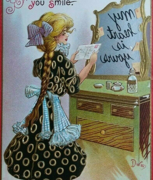 Victorian Postcard Blonde Witch Magic Mirror Dwig Series 30 My Heart Is Yours