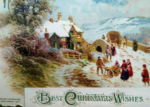 Antique John Winsch Christmas Postcard 1912 Germany Embossed Gold Icicle Border