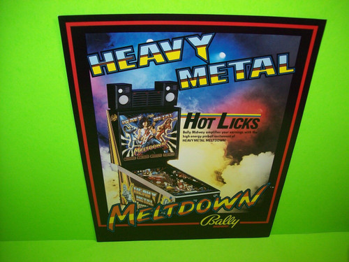 Bally HEAVY METAL MELTDOWN 1987 Original Pinball Machine Flipper Game Flyer