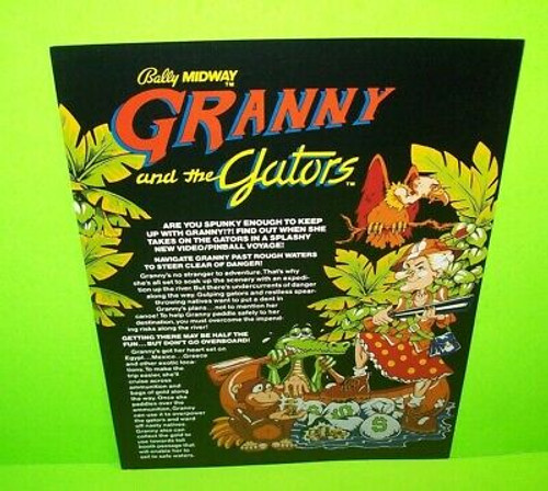 Bally GRANNY And The GATORS Original NOS 1983 Flipper Game Pinball Machine Flyer