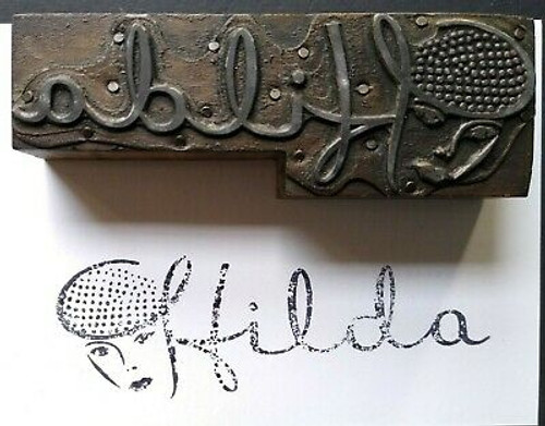 Hilda Printer Block Ink Stamp Letter Press Vintage Atlantic City Ladies Face