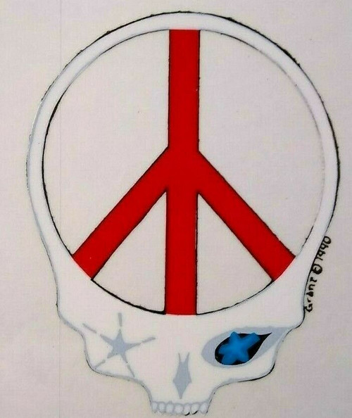 Grateful Dead Original Car Window Decal Skeleton Skull Peace Symbol 1990 Groovy
