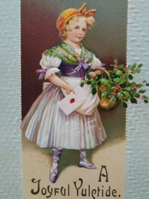 Vintage Christmas Postcard Joyful Yuletide MAB 15857 Germany Embossed Unused