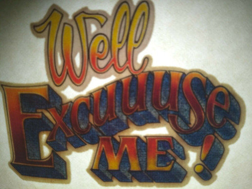 Well Excuse Me Screamin Gleamin Glitter Iron-On Decal Donruss Retro Vintage Cool