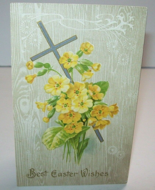 Easter Wishes Postcard Vintage Salesman Sample Whitten & Dennison 1908 Flowers