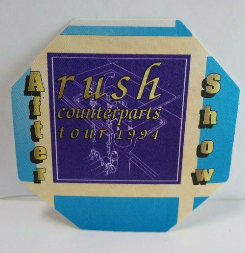 Rush Counterparts Backstage Pass Original 1994 Hard Rock Music After Show Blue