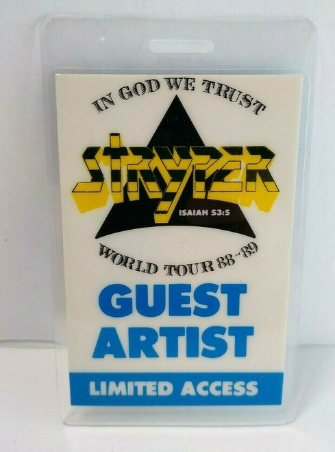 Stryper In God We Trust Backstage Pass Original 1989 Hard Rock Music World Tour