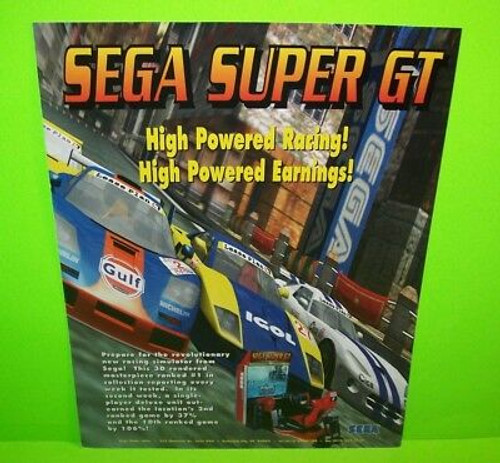 SUPER GT Arcade Flyer Original SEGA Video Game Promo Foldout 1997 RARE Version