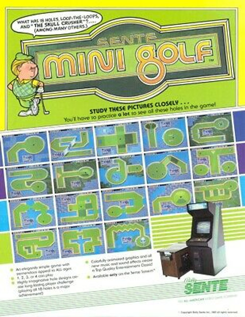 Bally Sente Mini Golf Arcade FLYER Original 1985 NOS Retro Video Game Artwork