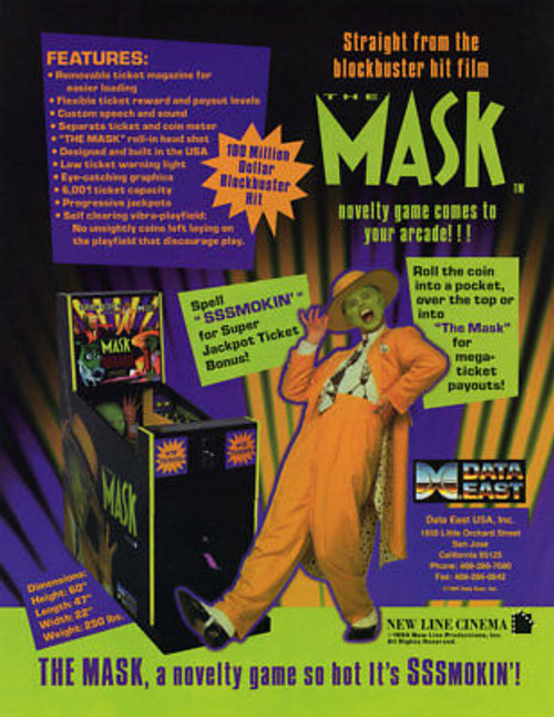 Data East The Mask Arcade FLYER Jim Carrey Movie Artwork Paper Sheet Game Promo