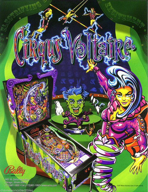 Circqus Voltiare Pinball FLYER Original NOS 1997 Bally Circus Artwork Fantasy