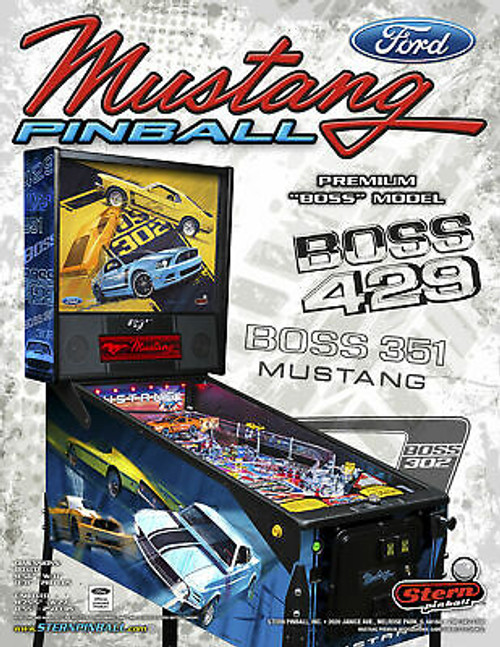 Stern MUSTANG PREMIUM BOSS 429 Original NOS Game Pinball Machine Flyer Auto Race