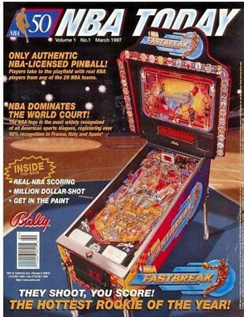 NBA Fastbreak Pinball FLYER Original 1997 Bally NOS Basketball Sports Promo Art