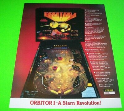 Orbitor 1 Pinball FLYER Original NOS Stern Game Artwork 1982 Space Age Sci-Fi