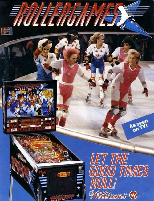 Williams RollerGames Pinball FLYER NOS Art Hot Flash T-Birds Roller Derby Games
