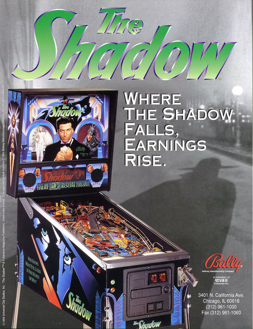 The Shadow Pinball FLYER Alec Baldwin Original Bally 1994 NOS Promo Movie Art