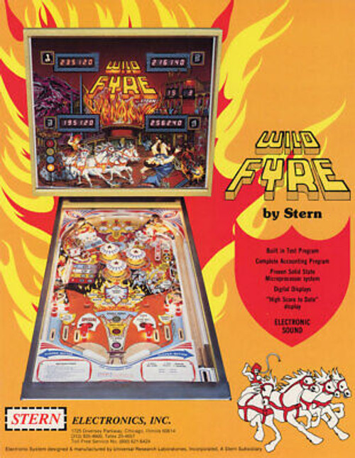 Wild Fyre Pinball FLYER Stern 1978 Original NOS Game Art Sheet Horse Carriage