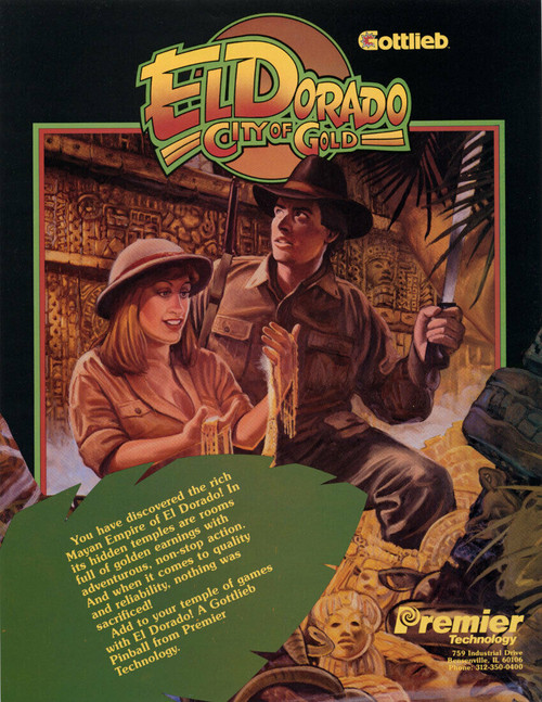 Eldorado City Of Gold Vintage Pinball FLYER Original Gottlieb Premier 1984 Western