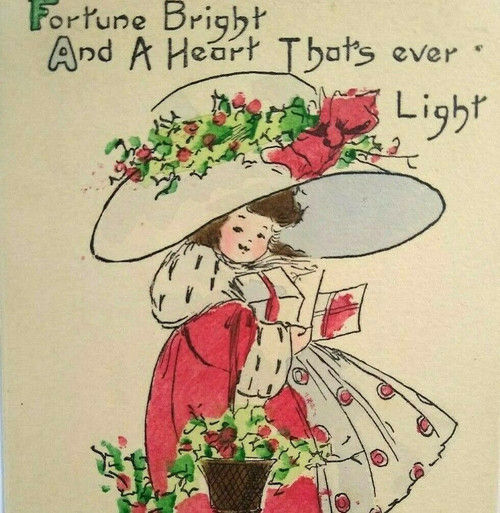 Victorian Child Christmas Wish Postcard Bertha Blodgett Original Fortune Bright