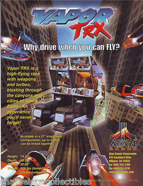 VAPOR TRX By ATARI 1998 NOS ORIG VIDEO ARCADE GAME MACHINE PROMO SALES FLYER