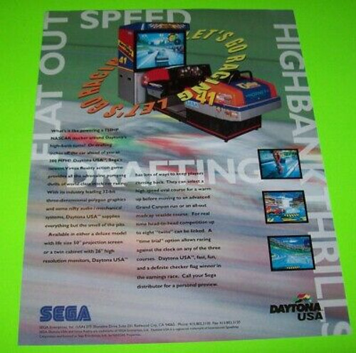 Daytona USA Arcade FLYER Original NOS Video Game Art Sheet Auto Racing Version 3