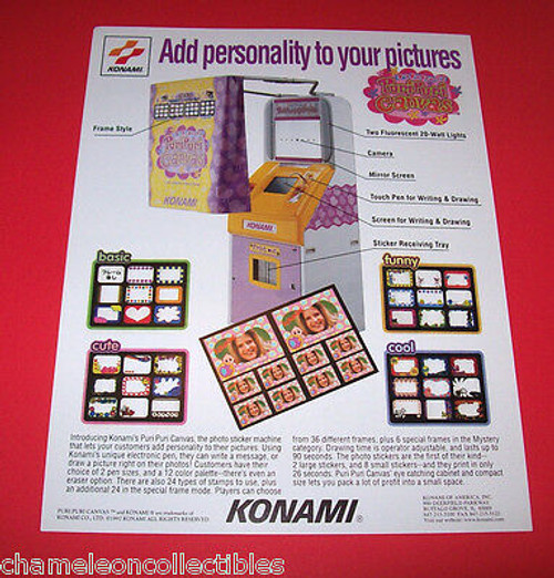 PURI PURI CANVAS By KONAMI 1997 ORIGINAL NOS STICKER ARCADE GAME FLYER BROCHURE