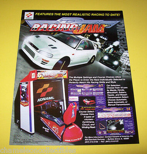 RACING JAM By KONAMI 1998 ORIGINAL NOS VIDEO ARCADE GAME SALES FLYER BROCHURE