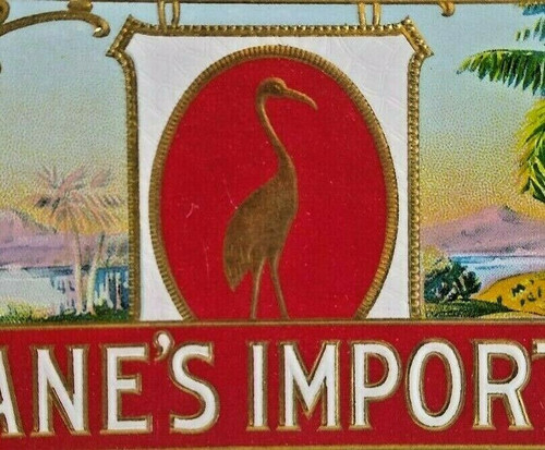 Crane's Imported Cigar Box Label Embossed Bird Graphics Original Vintage 1930's