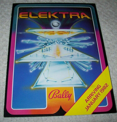 Elektra Pinball Machine Flyer Early Version Original Promo Art Print Jan 1982